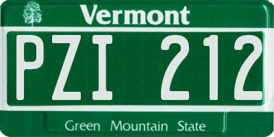 VT license plate PZI212