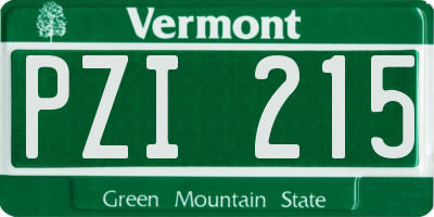 VT license plate PZI215
