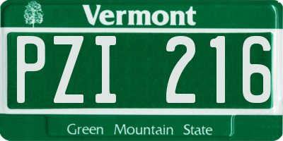 VT license plate PZI216