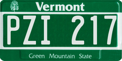 VT license plate PZI217