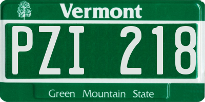 VT license plate PZI218