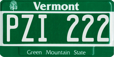 VT license plate PZI222