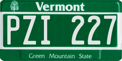 VT license plate PZI227