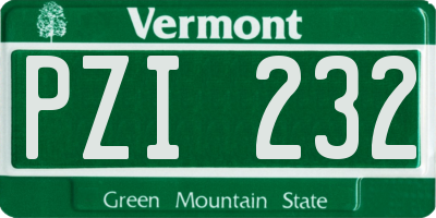 VT license plate PZI232