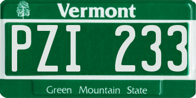 VT license plate PZI233