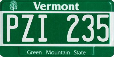 VT license plate PZI235