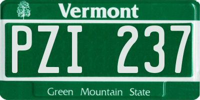 VT license plate PZI237