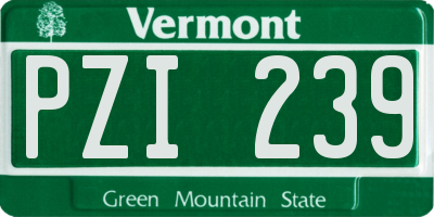 VT license plate PZI239