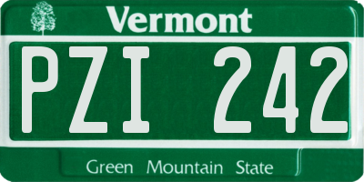 VT license plate PZI242