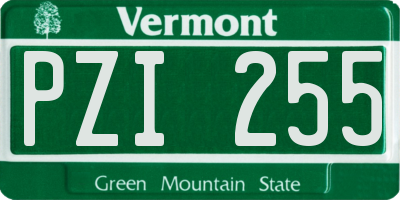 VT license plate PZI255