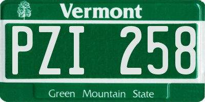 VT license plate PZI258