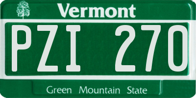 VT license plate PZI270