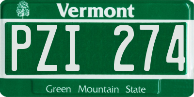 VT license plate PZI274
