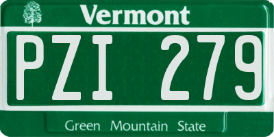 VT license plate PZI279