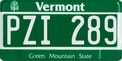 VT license plate PZI289