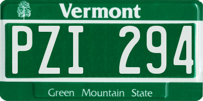 VT license plate PZI294