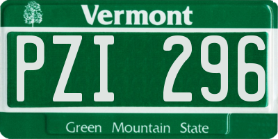 VT license plate PZI296