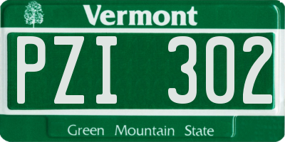 VT license plate PZI302