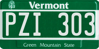VT license plate PZI303