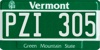 VT license plate PZI305