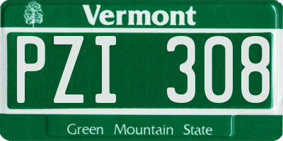 VT license plate PZI308