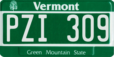VT license plate PZI309