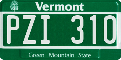 VT license plate PZI310