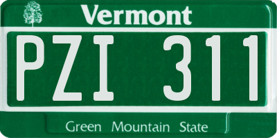 VT license plate PZI311