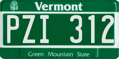 VT license plate PZI312