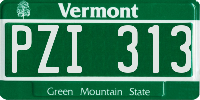 VT license plate PZI313