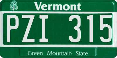 VT license plate PZI315