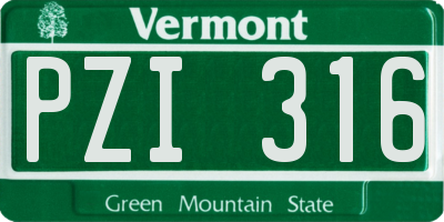 VT license plate PZI316