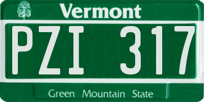 VT license plate PZI317