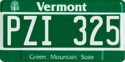 VT license plate PZI325