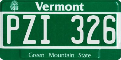VT license plate PZI326