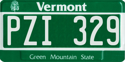 VT license plate PZI329