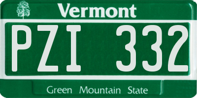 VT license plate PZI332