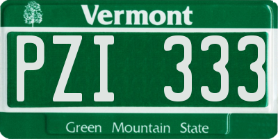 VT license plate PZI333
