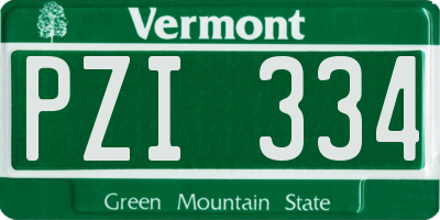 VT license plate PZI334