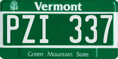 VT license plate PZI337