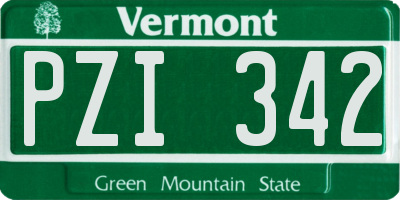 VT license plate PZI342