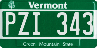 VT license plate PZI343