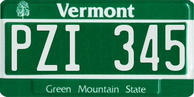 VT license plate PZI345