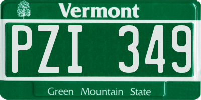 VT license plate PZI349