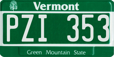 VT license plate PZI353