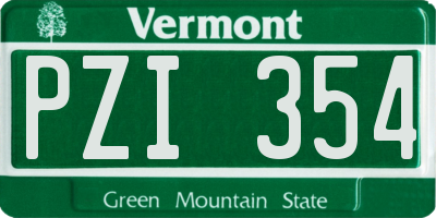 VT license plate PZI354