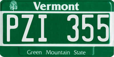 VT license plate PZI355