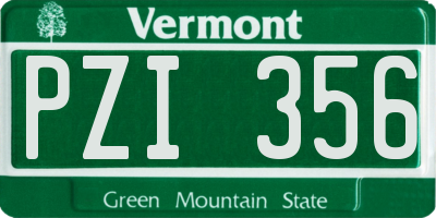 VT license plate PZI356