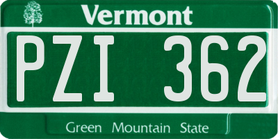 VT license plate PZI362