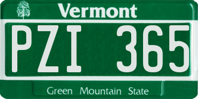 VT license plate PZI365